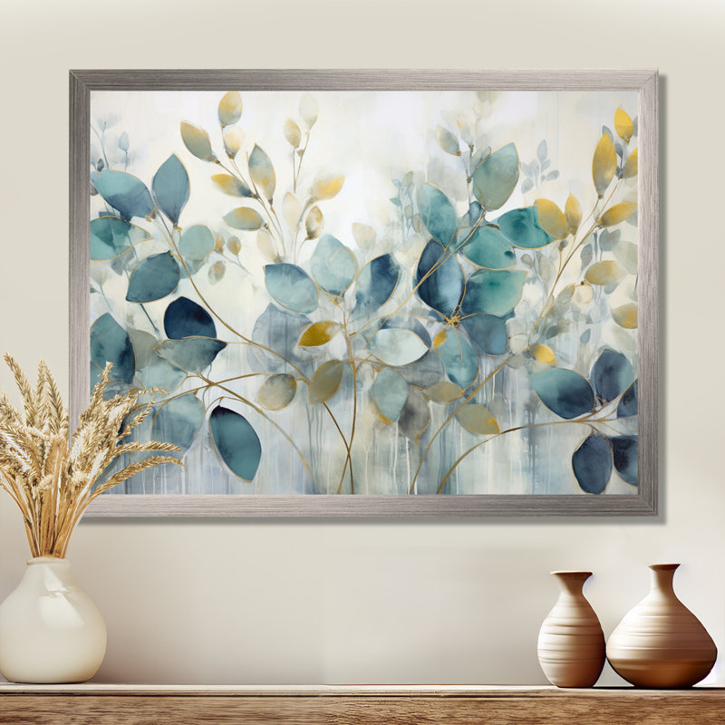 Blue Botanical Rhythms II - Abstract Botanicals Canvas Prints, 30" H x 40" W, Framed Print, Silver