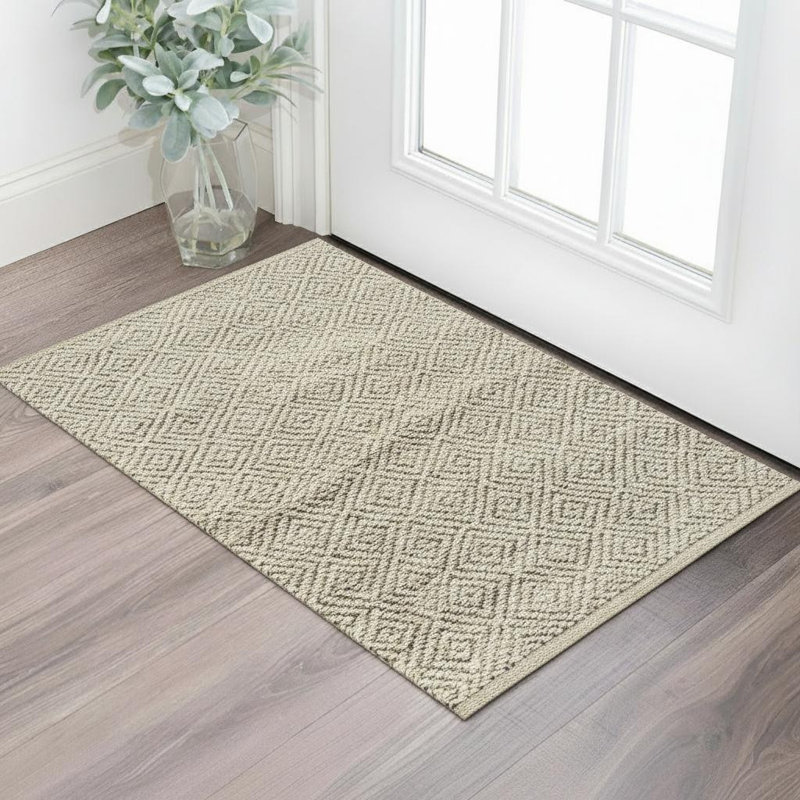 Tapis tissé à la main en jute naturel et gris 2 pi x 4 pi