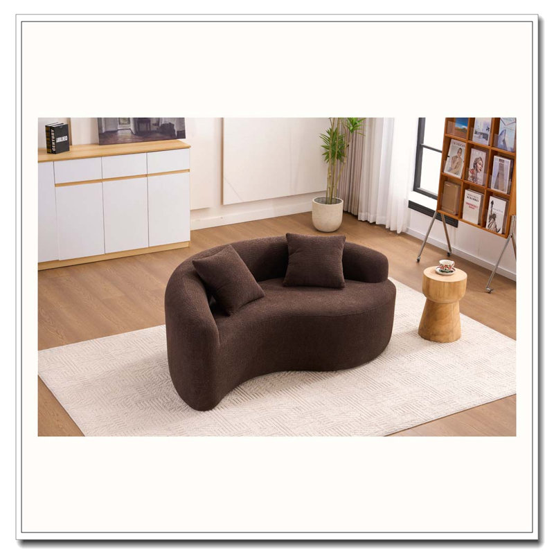 Canapé modulaire courbé en chenille, Brun