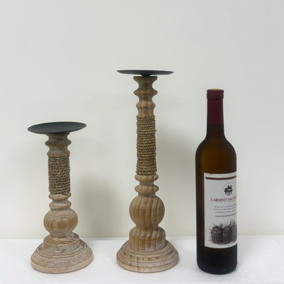14.07 " Solid Wood Candlestick