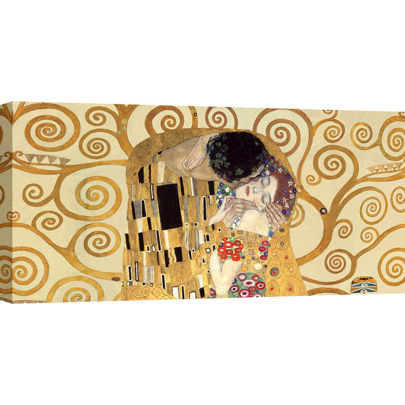 The Kiss by Gustav Klimt - Wrapped Canvas Painting, 35cm H x 70cm W x 4cm D