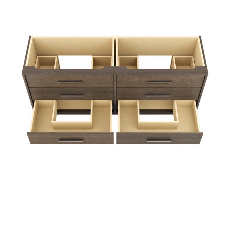 Rift White Oak Double Drawer Bath Vanity, Smoked Modern, Polished Chrome, 72"