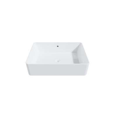 Lavabo de salle de bain rectangulaire à en argile réfractaire blanc avec trop-plein