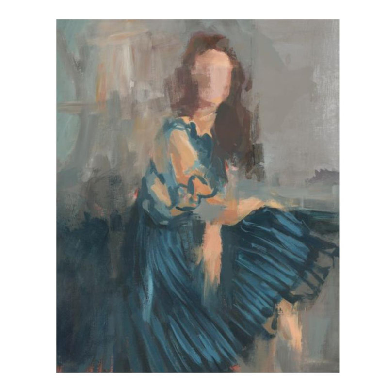 Lady In Turquoise Painting by Fern Cassidy, Image Brush Gel, 30" H x 24" W