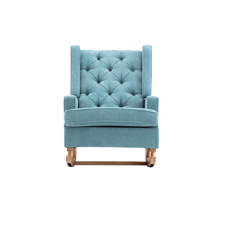 Chaise berçante rembourrée, fauteuil d'appoint, fauteuil avec base en bois massif