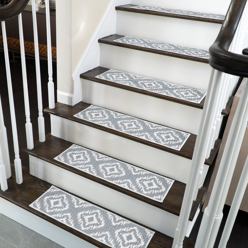 Tapis d'escalier intérieur antidérapant Osnabrock, gris, 10 Piece Included