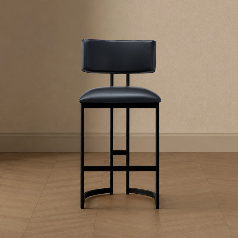 Tabouret de comptoir Juno, Noir, Tabouret de comptoir (siège d'une hauteur de 27 p