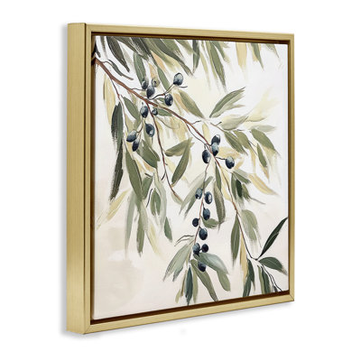 Pétales d'olive dans un cadre flottant pastel, design par Mona Grace