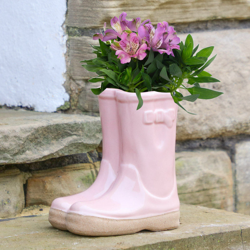 Carlson Ceramic Pot Planter, 17cm H x 15cm W x 10cm D, Pink