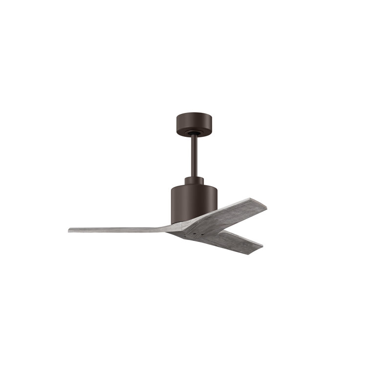 Ventilateur de plafond standard à 3 pales Ertugrul, Bronze texturé, 42", Ton bois de grange