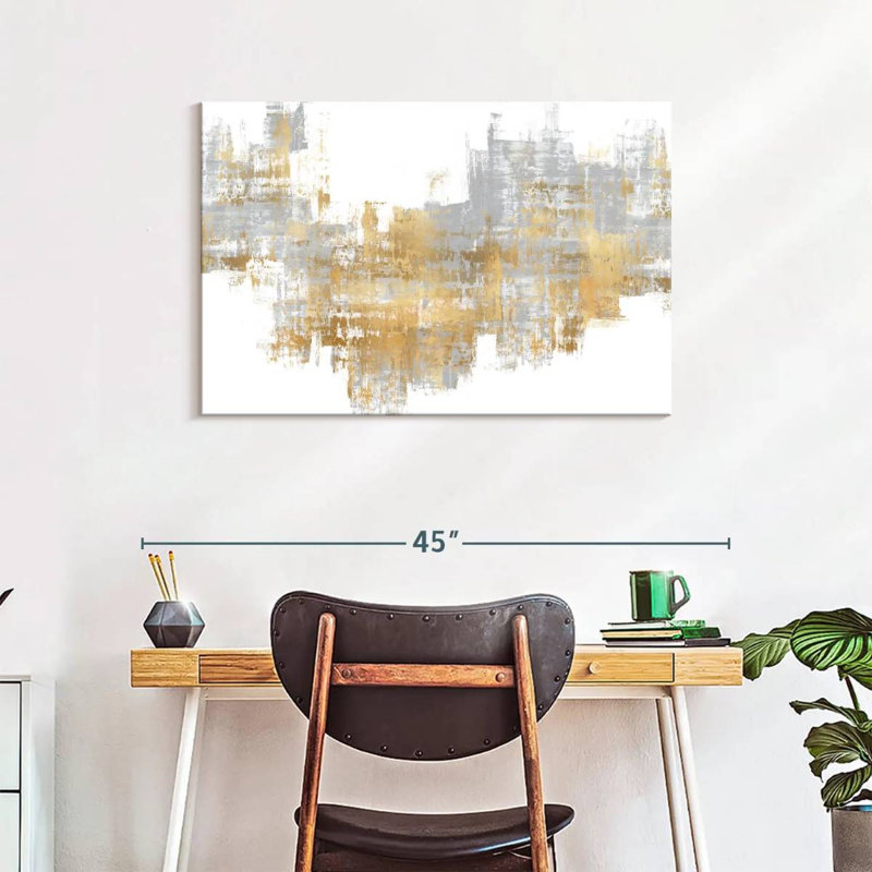 Avery Dynamic Gold On Grey II, 24" H x 36" W