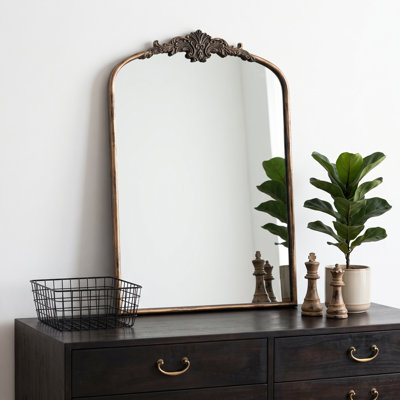 Grands miroirs muraux et décoratifs 24x36, style français arqué en métal pour la maison
