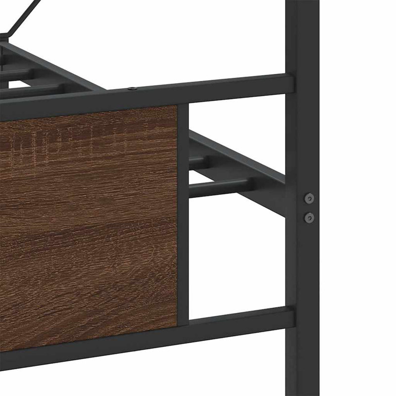 Metal Bed Frame Without Mattress, Brown Oak, Super King (6')