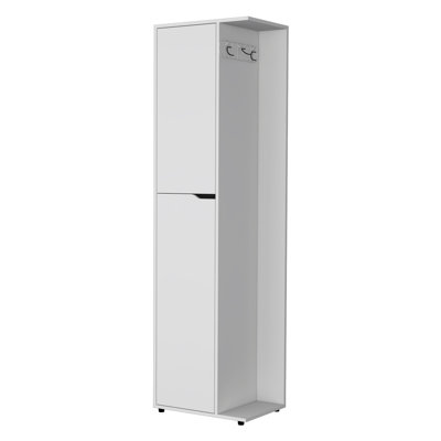 Armoire autoportante blanche avec rangement efficace offrant un design fonctionnel de qualité