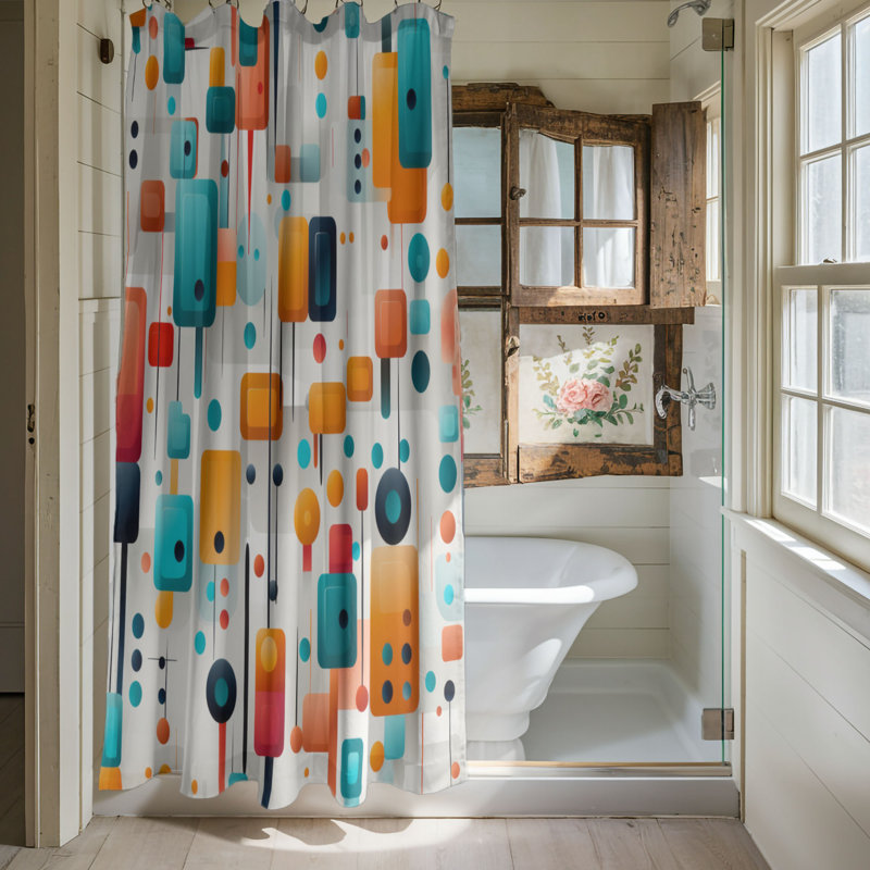 Varied Geometric Art - Rideau de douche Premium, H 74 po x l 71 po