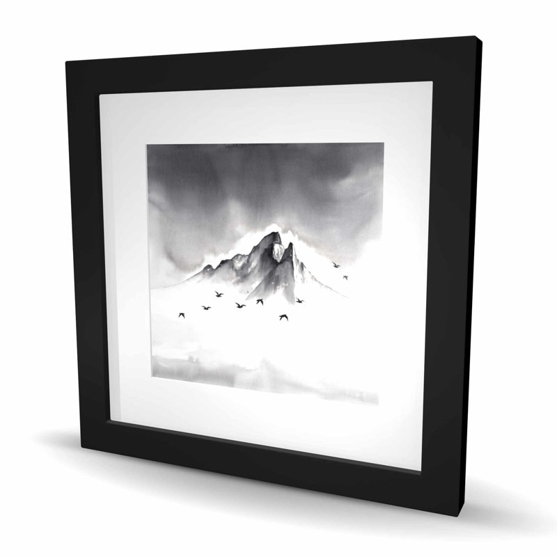 Sommet montagnard - décor scandinave encadré noir mat, Noir, H 16 po x l 16 po