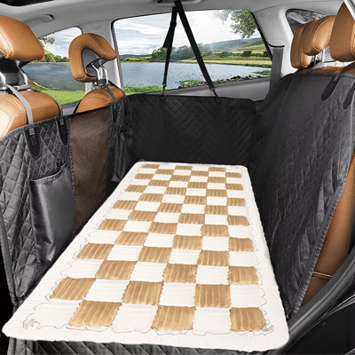 Cream-colored Large Plaid Square Pet Dog Mat Bed Couch Cover