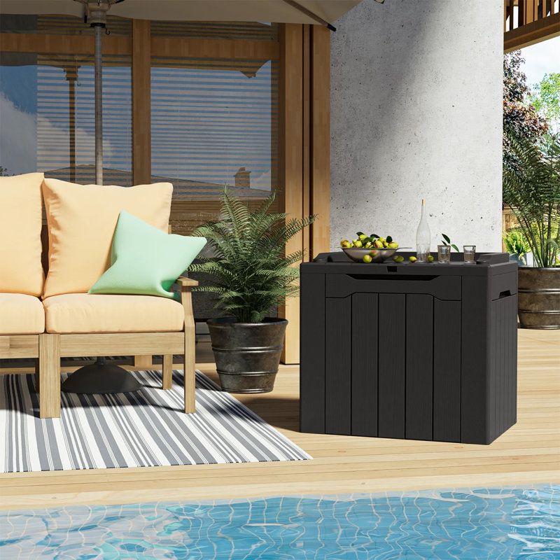 Devoko 32 Gallon Water Resistant Lockable Deck Box With Seat, Black