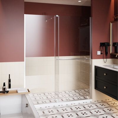 72 In.H Sliding Shower Door With 30 - 60 In.W Width Adjustment, Accented Accessories, 1/4 Inch Thick Glass, Dual Usage X Handle And Adjustable Supporting Bar, Leak Design