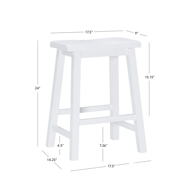 Tabouret de bar et de comptoir en bois massif Forsyth, Tabouret de comptoir (assise de 24 po de hauteur), Blanc pur