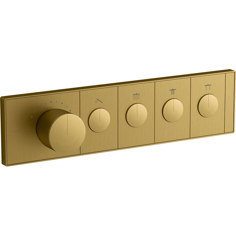 Anthem Four-Outlet Thermostatic Valve Control Panel With Recessed Push-Buttons