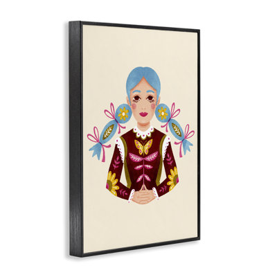 Portrait de jeune fille aux cheveux bleus, estampe numérique, design par Hannah Moren