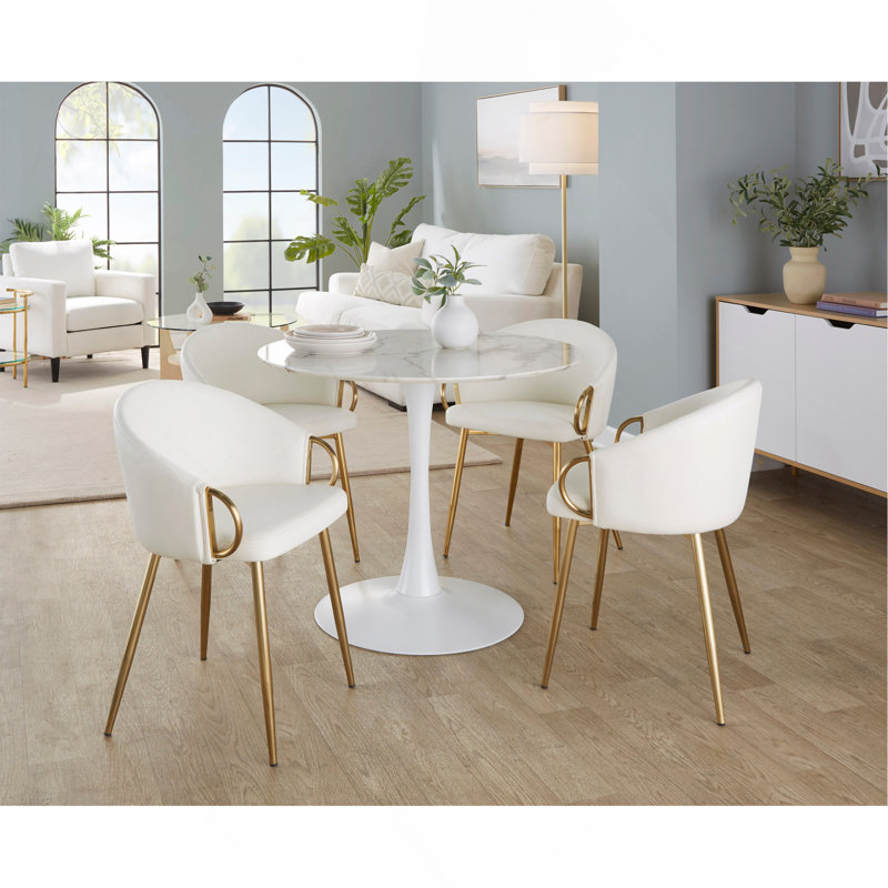 Chaise en métal et similicuir, Blanc