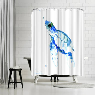 Americanflat 71 X 74 Shower Curtain, Blue Frog By Suren