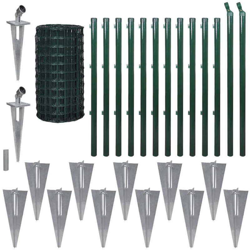 Clôture en acier Vidaxl Euro 82 pi x 5,6 pi vert