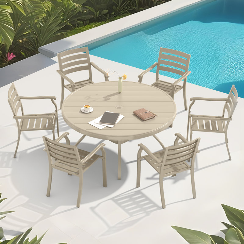 Ensemble repas d'extérieur 7 pièces 7 pièces, Grès