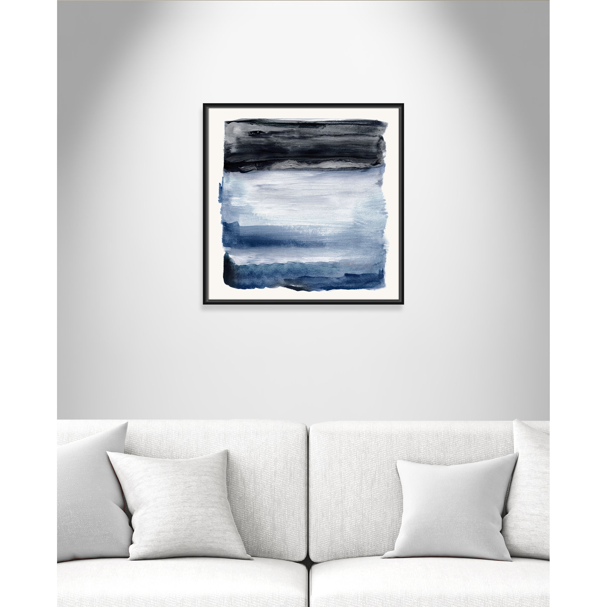 Navy Sky I Print by Nan, 25.5" H x 25.5" W, Black