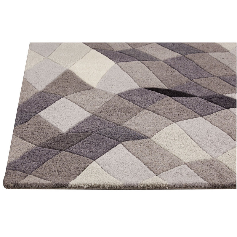 Tapis décoratif gris Touffeté à la main abstrait, Rectangle 5 pi 2 po x 7 pi 6 po