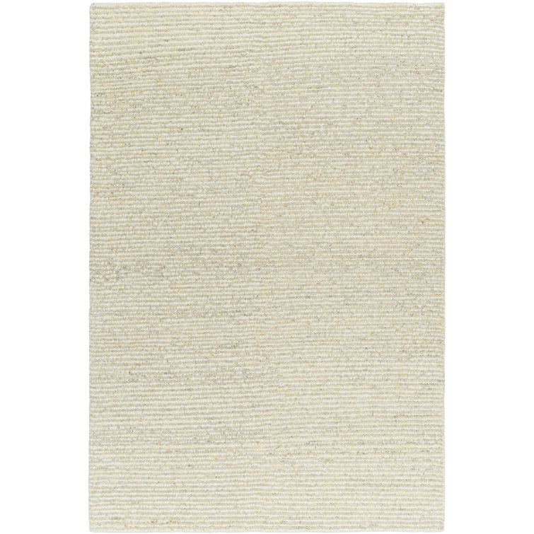 Rectangle Crowson Solid Color Handmade Flatweave Area Rug in Beige