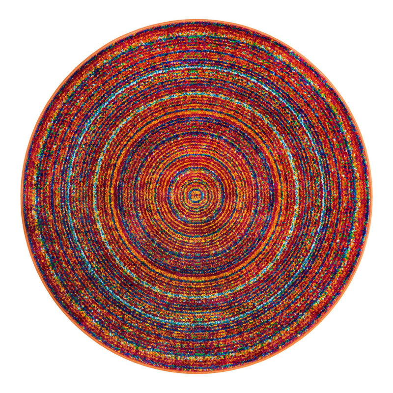 Weedman Rainbow Calypso Rug, Round 4'1"