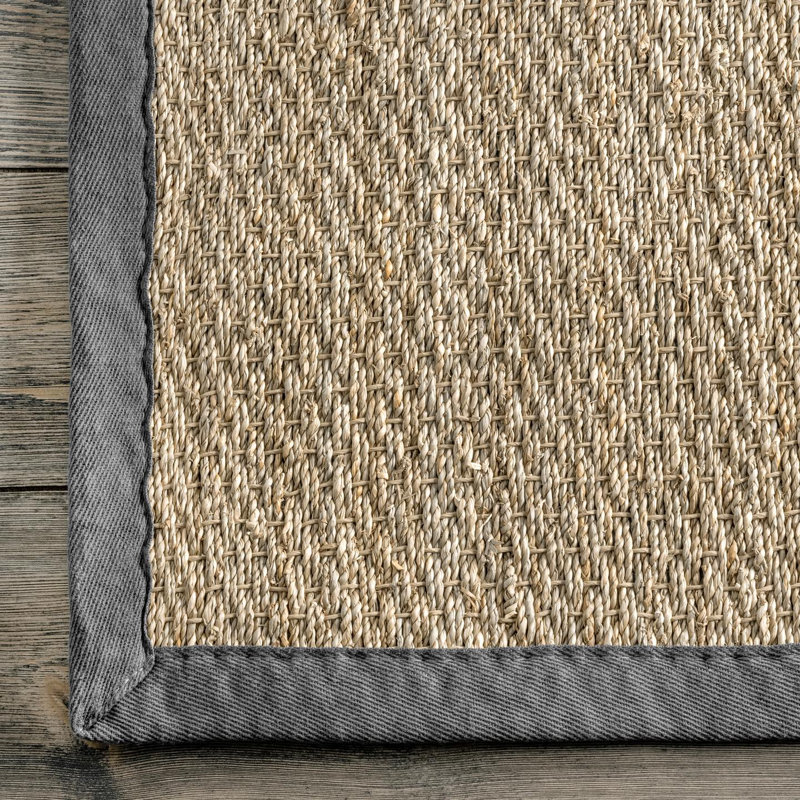 Tapis naturel / gris foncé Stephanne Farmhouse Seagrass, Rectangle 6 pi x 9 pi