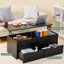 Table basse à plateau relevable avec rangement et tables centrales avec compartiment caché et 2 tiroirs
