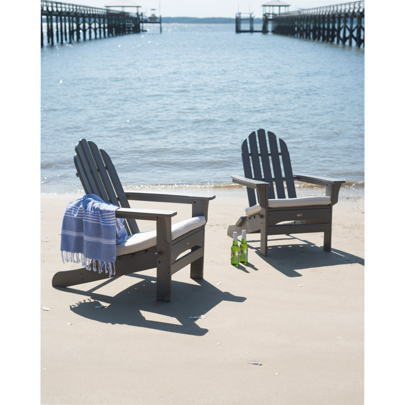 POLYWOOD Cape Cod Trex Outdoor Plastic Folding Adirondack Chair with Ottoman, Stepping Stone