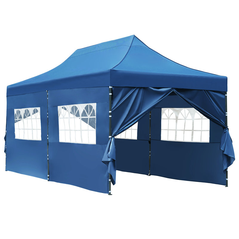 Auvent 10 x 20 avec 6 parois latérales, Bleu