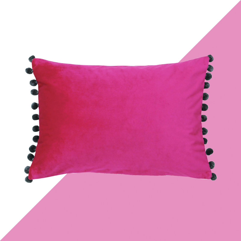 Rectangular Cushion, Magenta/Grey