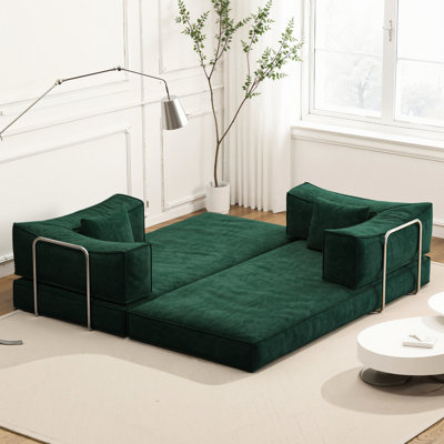 78.8 Inch Convertible 4 - Seat Modular Bed, Compression Furniture For Living & Bedroom, Removable Back And Seat, 70Cm Sitting, Variable Shapes, Washable Corduroy, 3 High Strength Frames, L Type