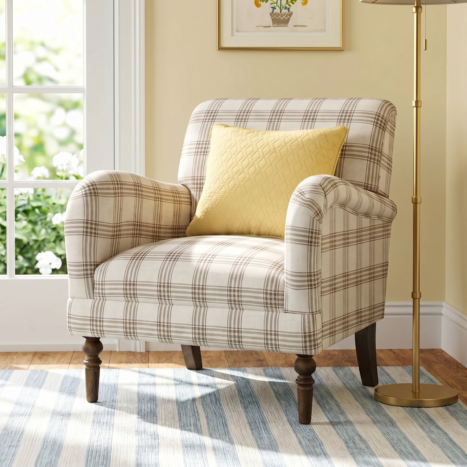 Arching Upholstered Armchair, Navy 100% Polyester
