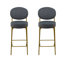 Ensemble de 2 tabourets de bar rembourrés en velours avec tabouret de comptoir rond avec dossier et repose-pieds pour îlot de cuisine-2044967712
