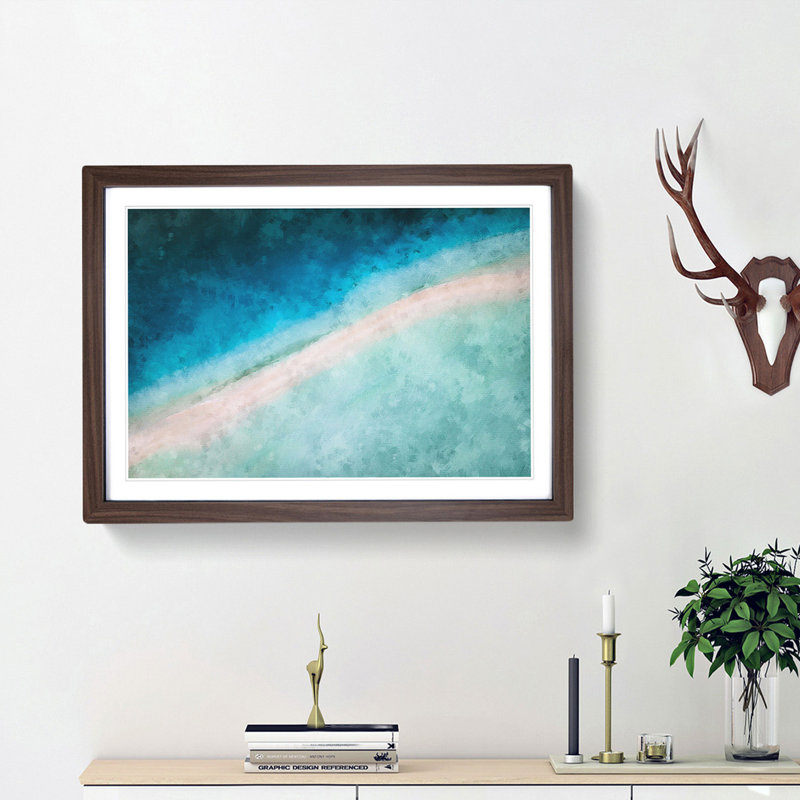 Kaafu Atoll Beach in the Maldives - Framed Print, 24cm H x 33cm W x 2cm D, Walnut Framed