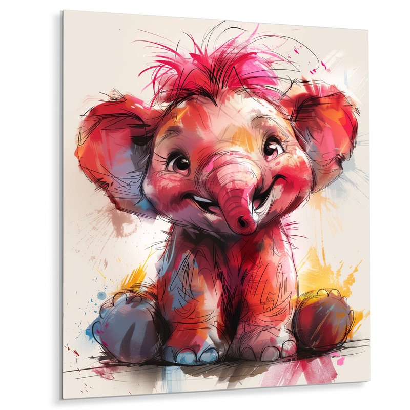 Pépinière de bébé éléphant, dessin II - éléphant, art mural, salon, Sans cadre, métal, H 40 po x l 30 po