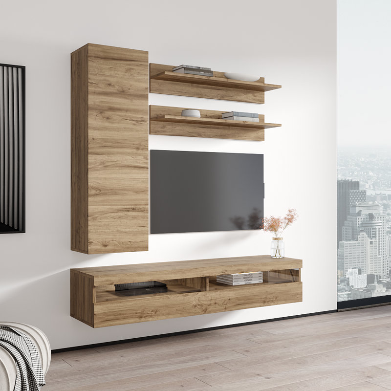Meuble audio-vidéo en chêne flottant Fly 35 "H 35TV, Chêne