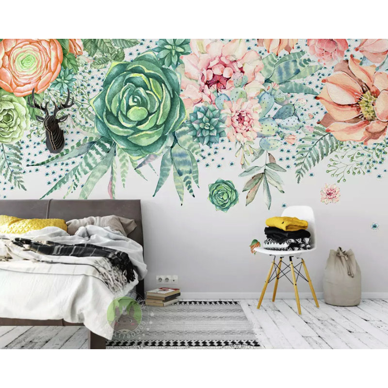Papier peint à fleurs douces à peler et à peler, l 150 po x L 98 po