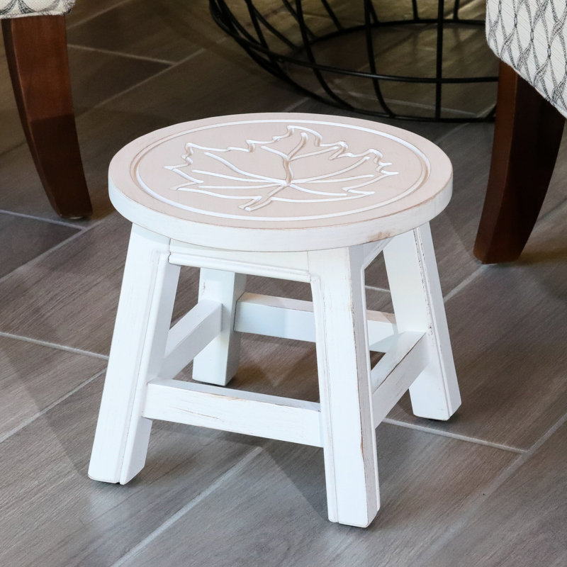 Tabouret en bois avec finition cerisier - Ajoute de la beauté à l'espace pour la décoration du patio, Blanc antique
