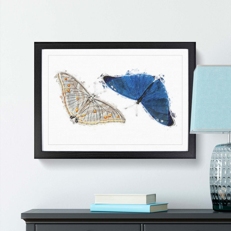 Adonis Butterfly by George Shaw - Single Picture Frame Painting, 24cm H x 33cm W x 2cm D, Black Framed
