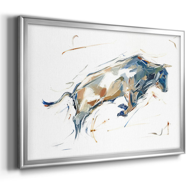 Modern Bull Study I, reproduction d'art sur toile, Argent, H 18 po x l 26 po