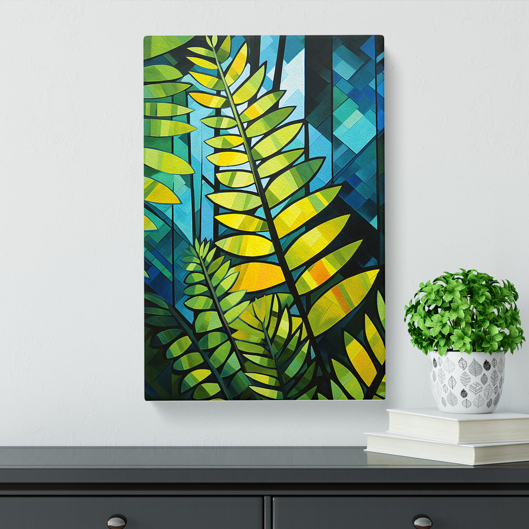 Fern Leaf Cubism No.2 - Wrapped Canvas